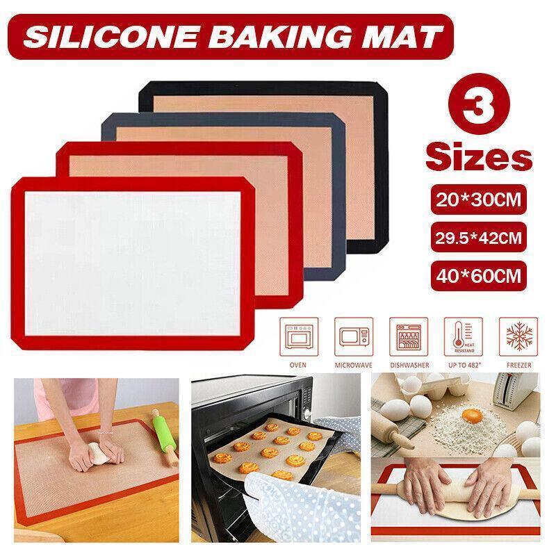 Silicone Baking Mat Non Stick Reusable Sheet for Pastry Dough Cookie Oven Bakeware - Red 4PCS(2*30X21+2*42X29.5CM)