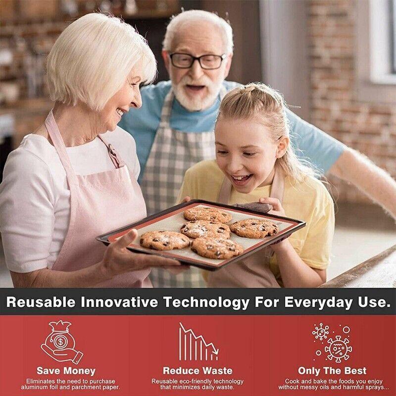 Silicone Baking Mat Non Stick Reusable Sheet for Pastry Dough Cookie Oven Bakeware - Red 4PCS(2*30X21+2*42X29.5CM)