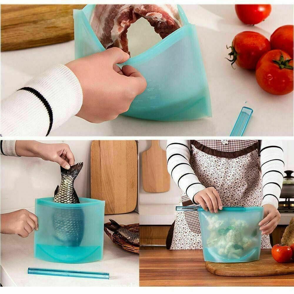 Reusable Silicone Food Storage Bags Leak proof Microwave Freezer Freshness Safe 500ml*1 - White 500ml*1 Unit