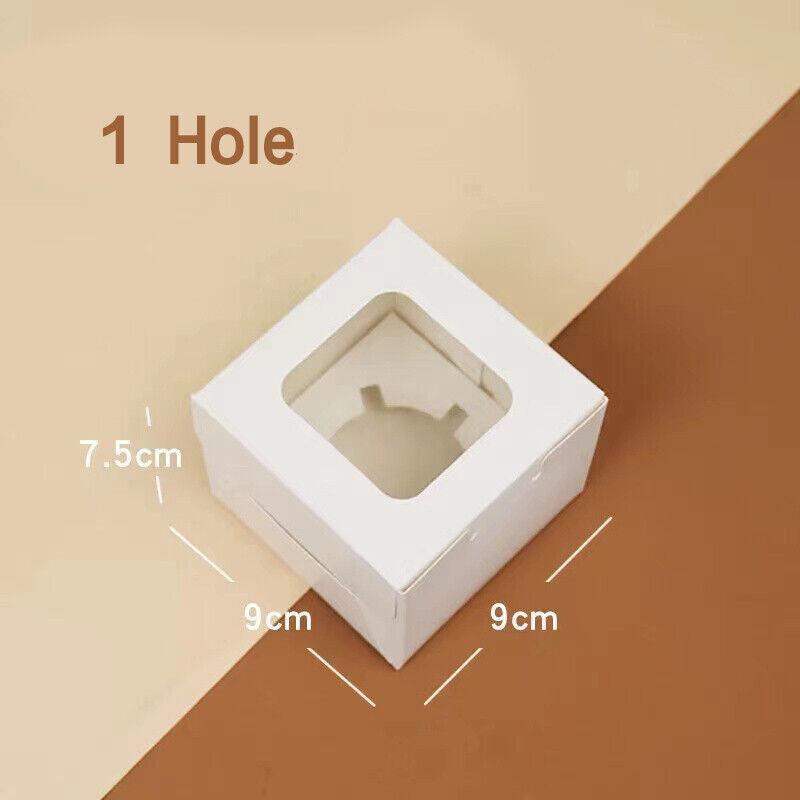 Cupcake Box Cases 1/2/4/8/12 Holes Window Face Muffin Baking 12 5PCS