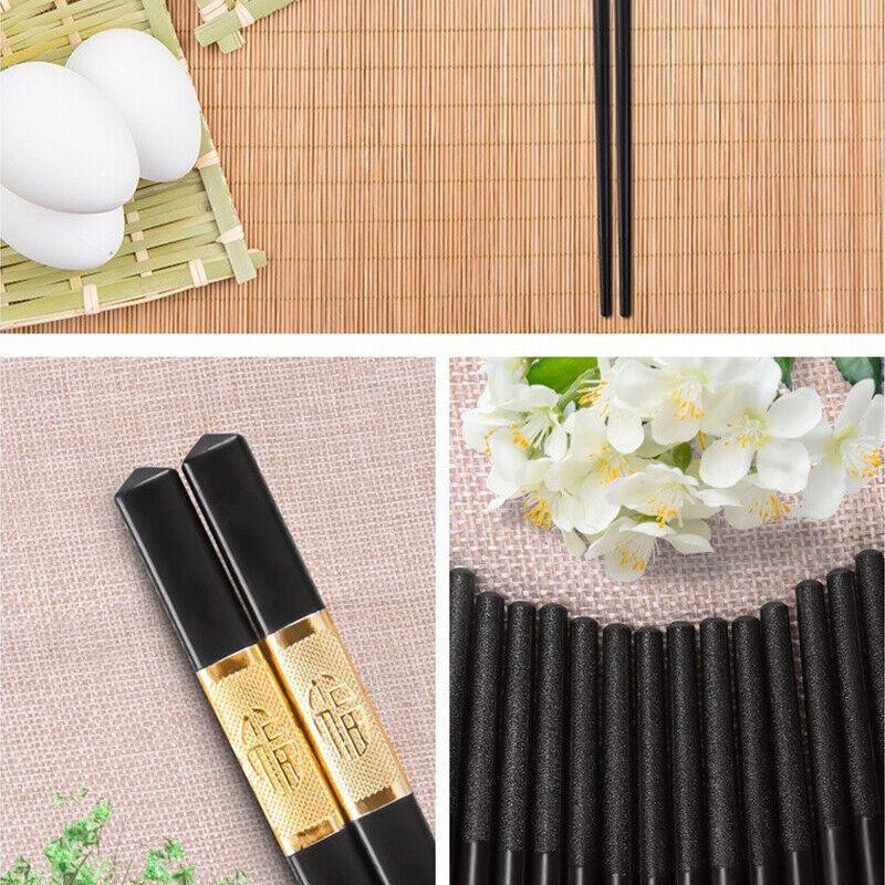 10Pairs Premium Fiberglass Reusable Chopsticks - Dishwasher Safe - Silver-3