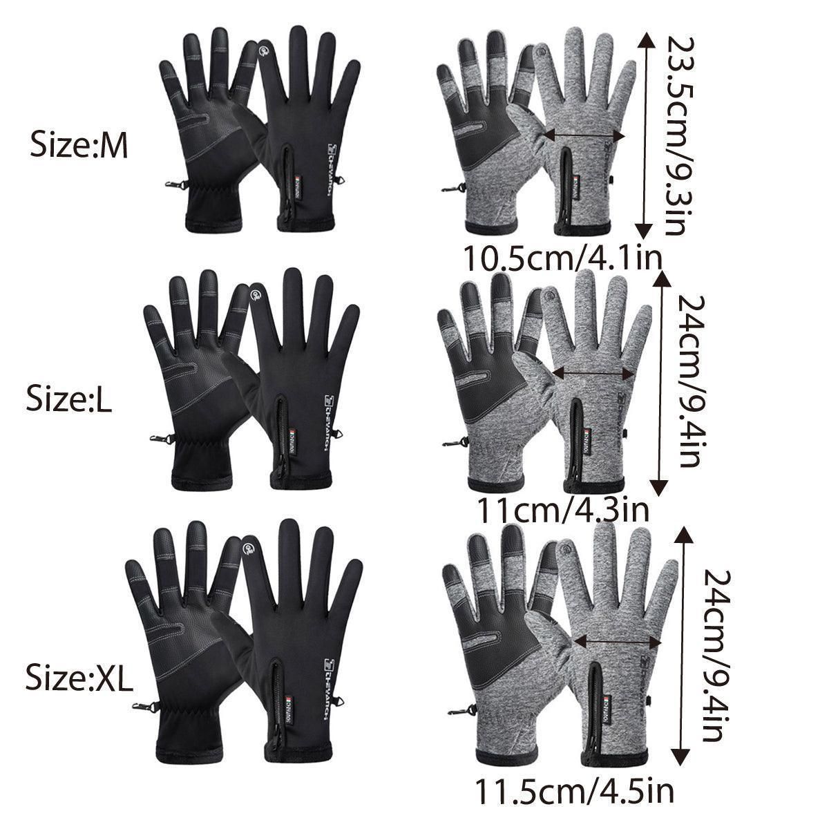 Winter Gloves Thermal Touch Screen Thermal Windproof Warm Black - M