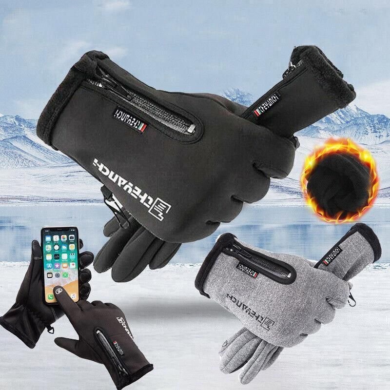 Winter Gloves Thermal Touch Screen Thermal Windproof Warm Black - M