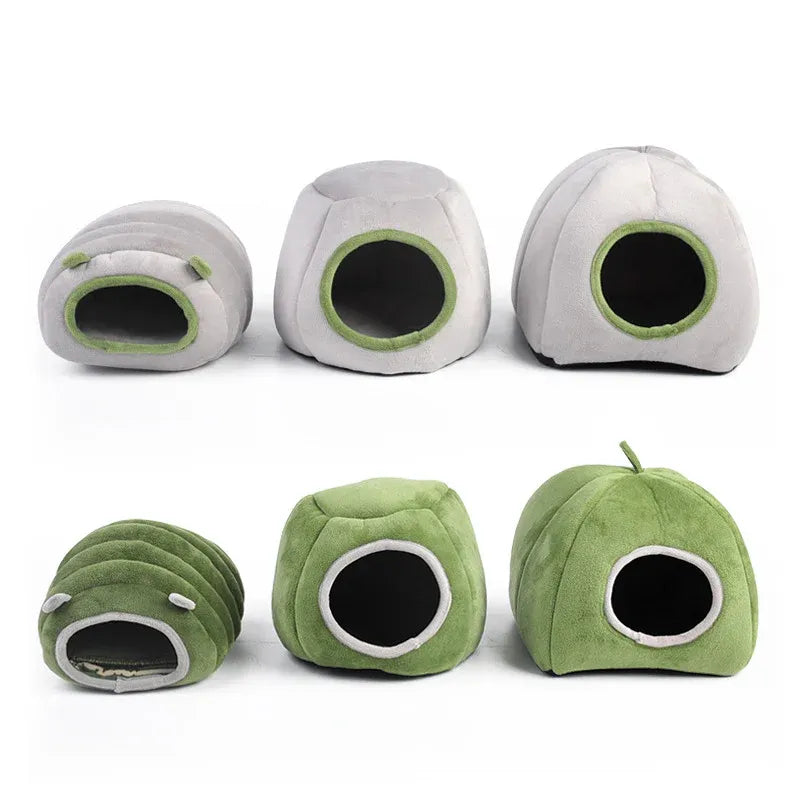 Soft Small Animal Guinea Pig Cozy Warm Pet Tent Hamster House Hideout Cave Bed - Grey-Pyramid