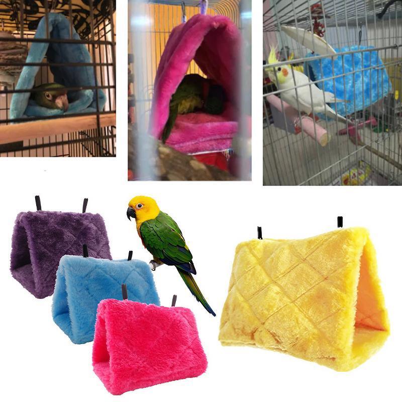 Pet Bird Parrot Parakeet Budgie Warm Hammock Cage Hut Tent Bed Hanging Cave - Blue