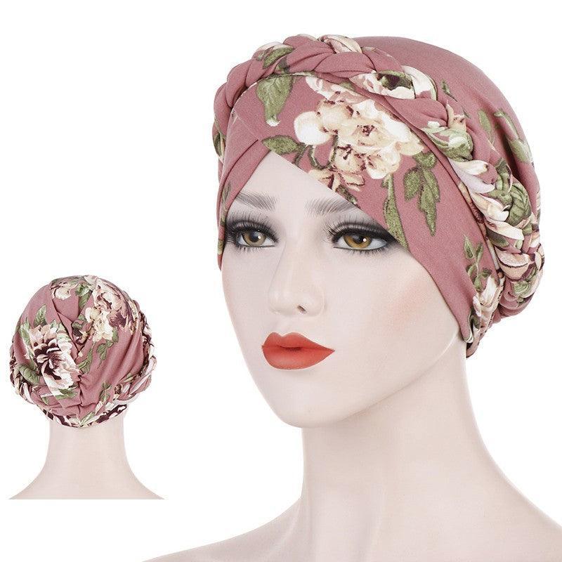 Women Floral Turban Head Wrap Cap Comfortable Chemo Headscarf Headwear - Black