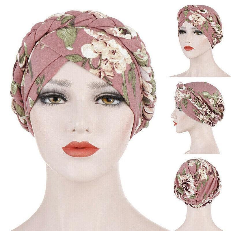 Women Floral Turban Head Wrap Cap Comfortable Chemo Headscarf Headwear - Black