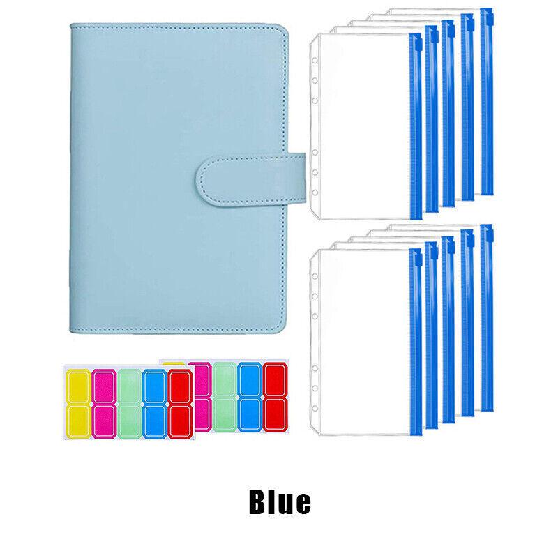 A6 Pu Leather Binder Pockets Cash Envelope Planner Notebooks - Purple