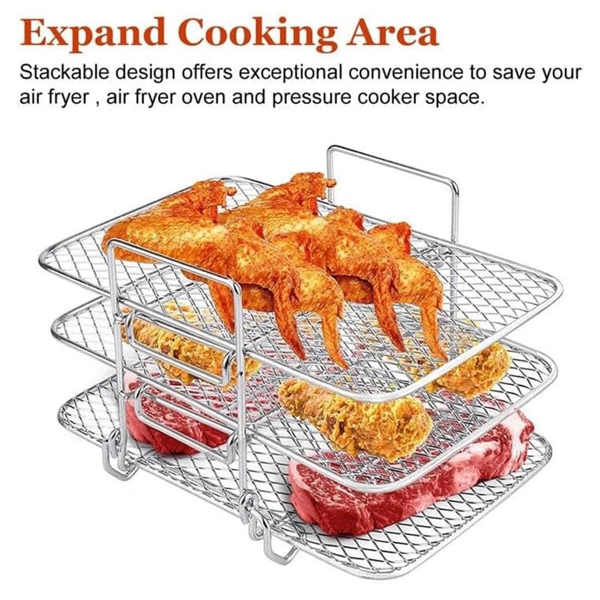 304 Stainless Steel Multi Layer Detachable Air Fryer Mesh Thickened Grill Shelf