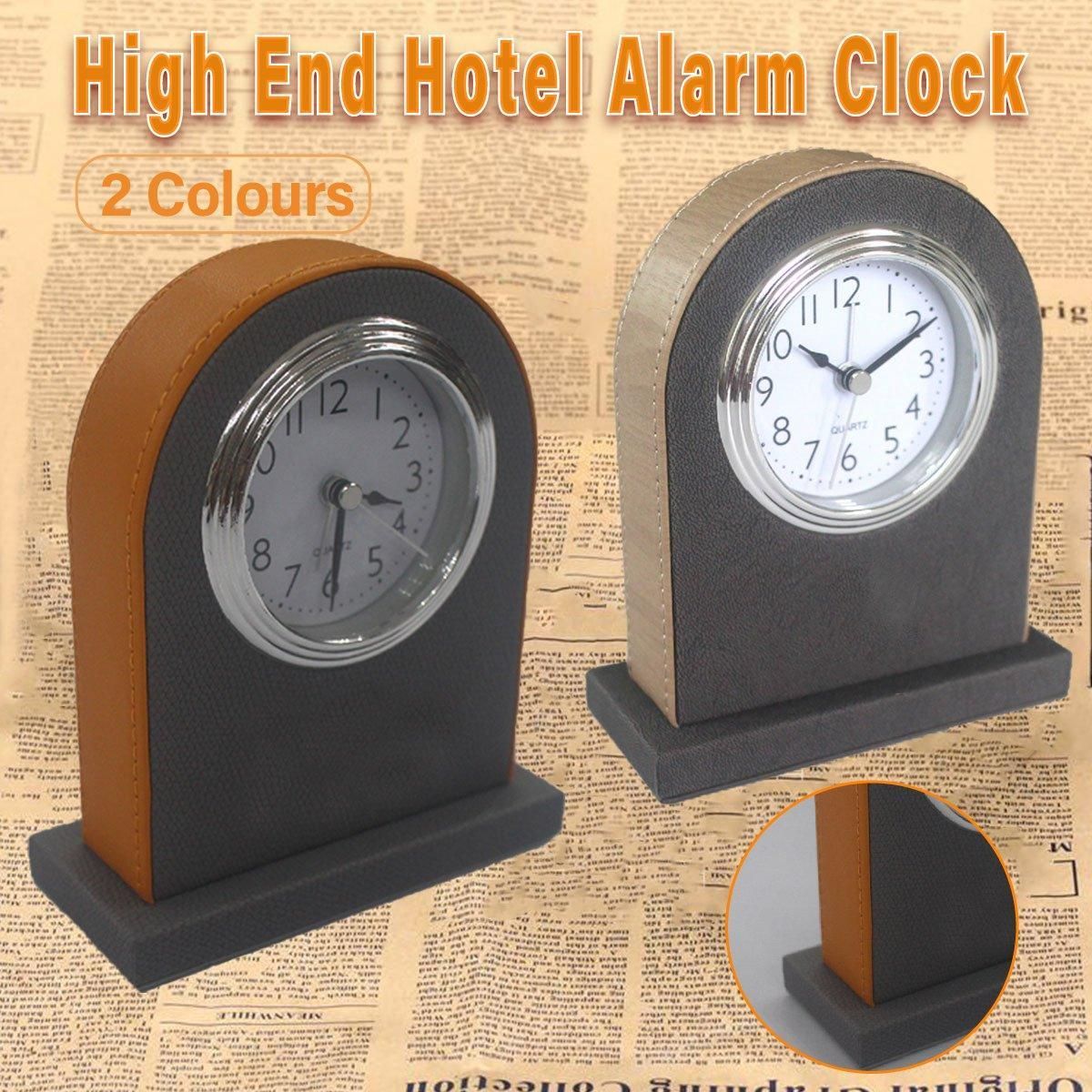 Classic Hotel Alarm Clock Quartz Movement Faux Leather Design with Clear Display - Orange