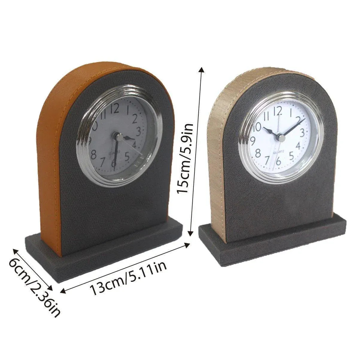 Classic Hotel Alarm Clock Quartz Movement Faux Leather Design with Clear Display - Orange