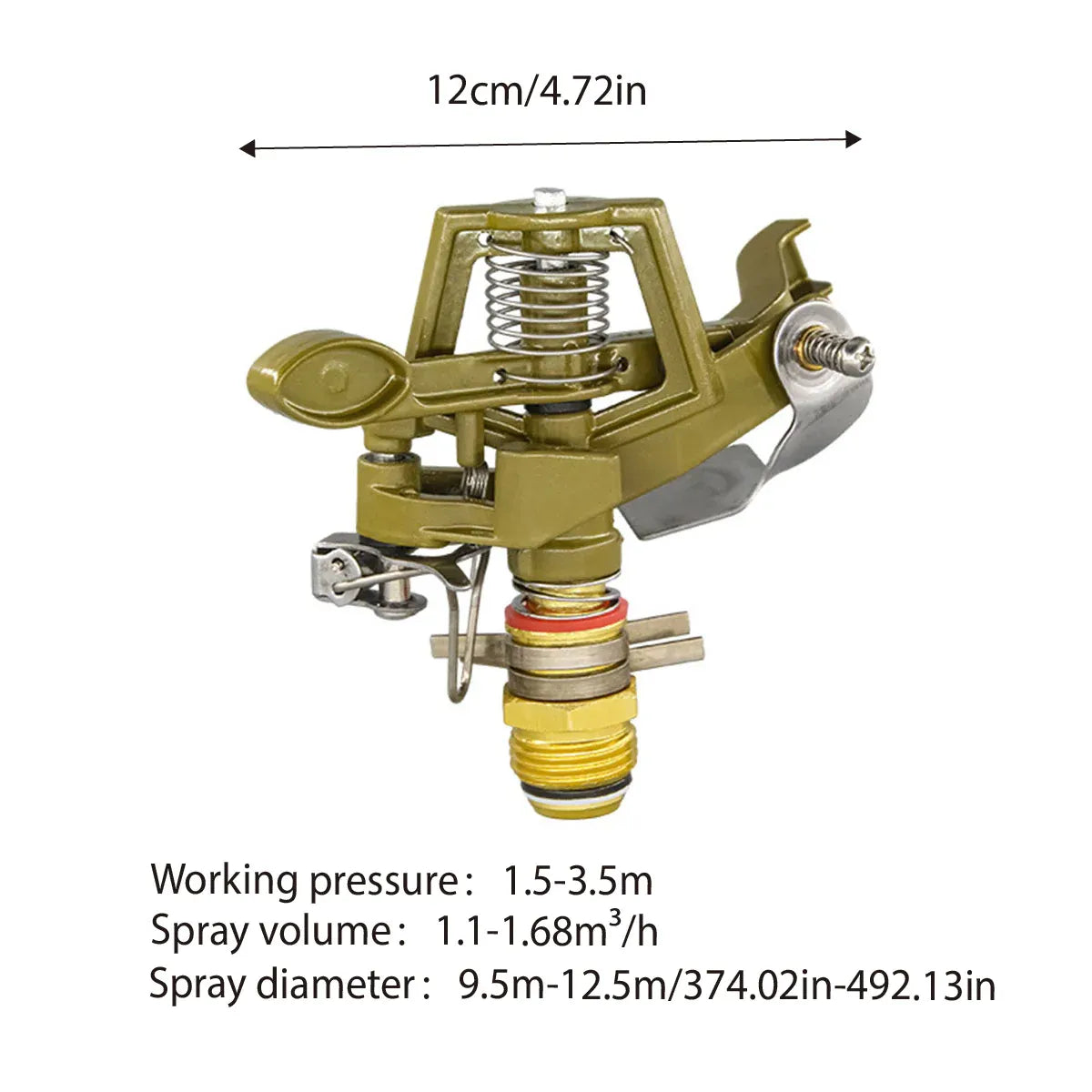 360 Degrees Alloy Sprinkler Head Garden Lawn Rotating Nozzle Adjustable Angle Durable