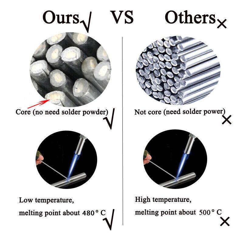 10-50X Aluminium Low Temp Welding Rods Durable Flux Cored Brazing Repair Sticks - 2*330mm 50PCS