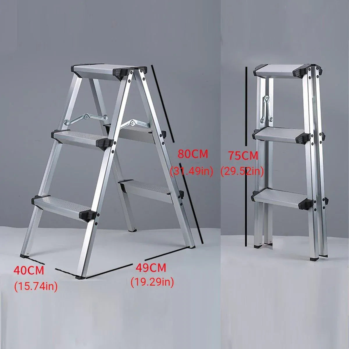 Portable Aluminium 1-3 Step Folding Ladder Anti-Slip Frame Stool for Home Use - 1 step Folding Ladder