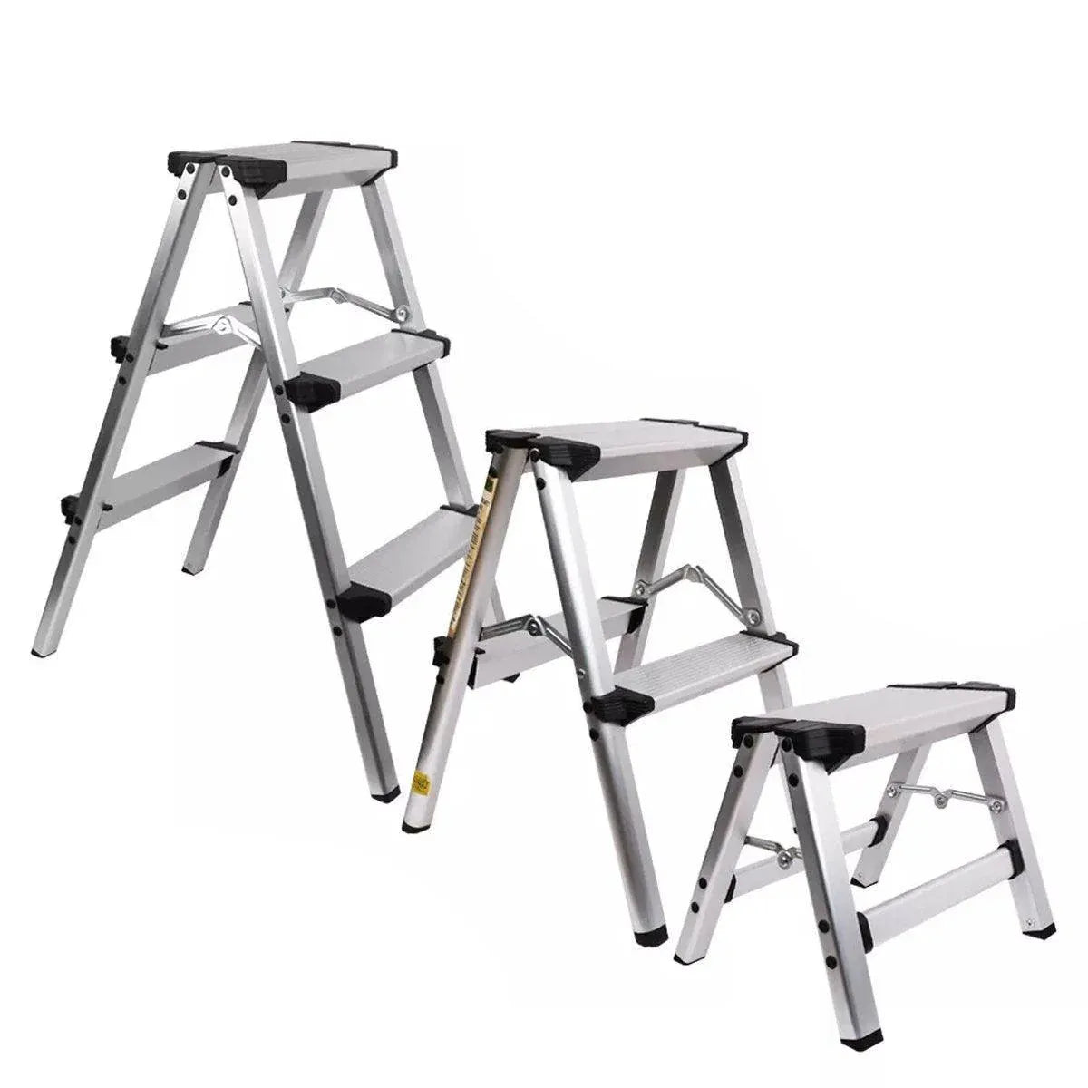 Portable Aluminium 1-3 Step Folding Ladder Anti-Slip Frame Stool for Home Use - 3 Step Folding Ladder