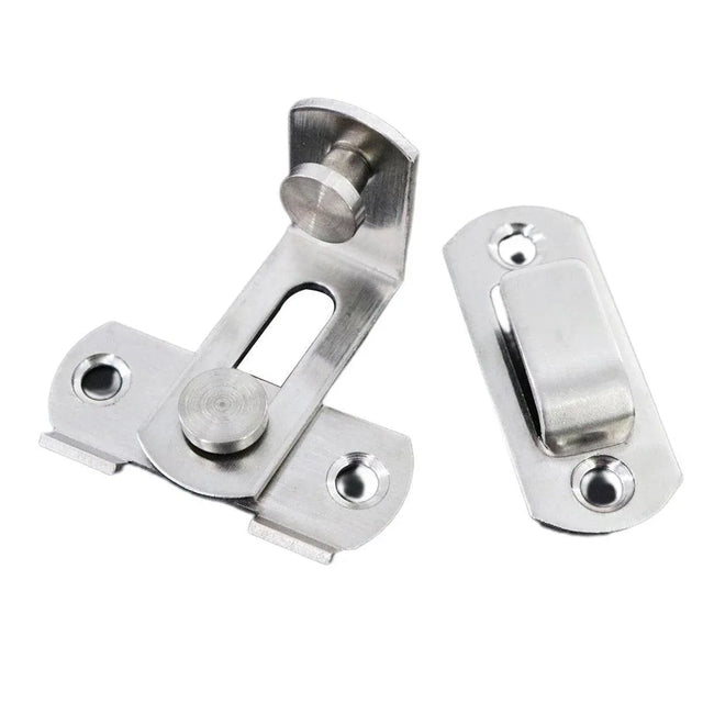 2 Sets 90 Degree Sliding Door Latch Lock Catch Kit for Home Use - Right-Angle-Silver-L