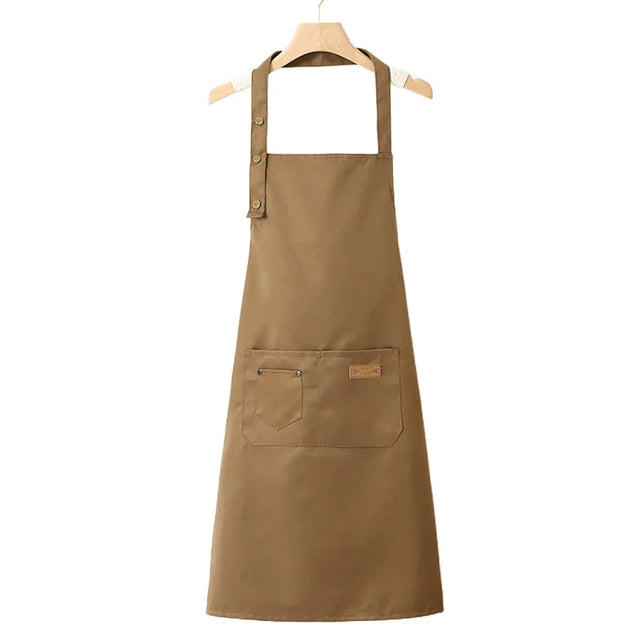 Adjustable Work Apron Neck Strap Waist Tie Kitchen Cooking Bib Men Women Brown