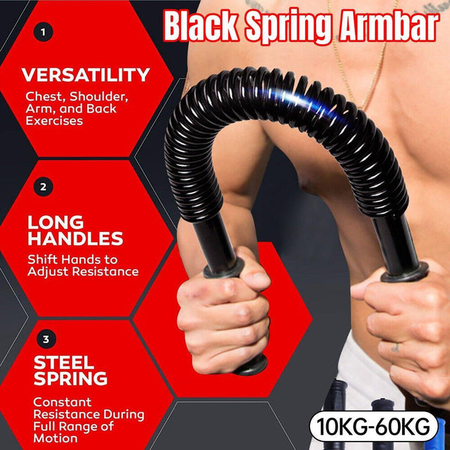 Spring Arm Power Rod Grip Puller Home Fitness Equipment Strength Training 60KG