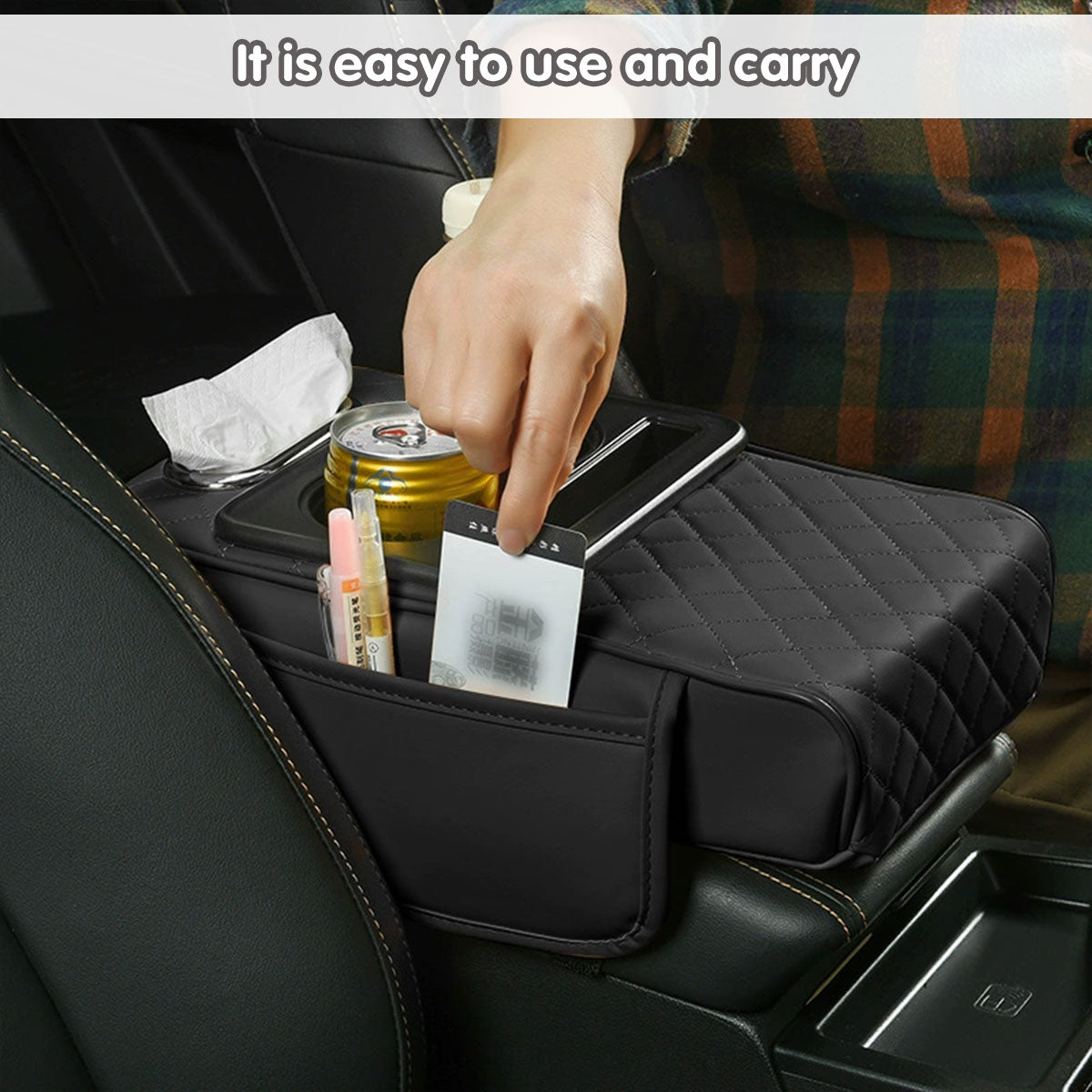 Car Armrest Pad Central Console Box Lift Rest Support Organizer Black Red