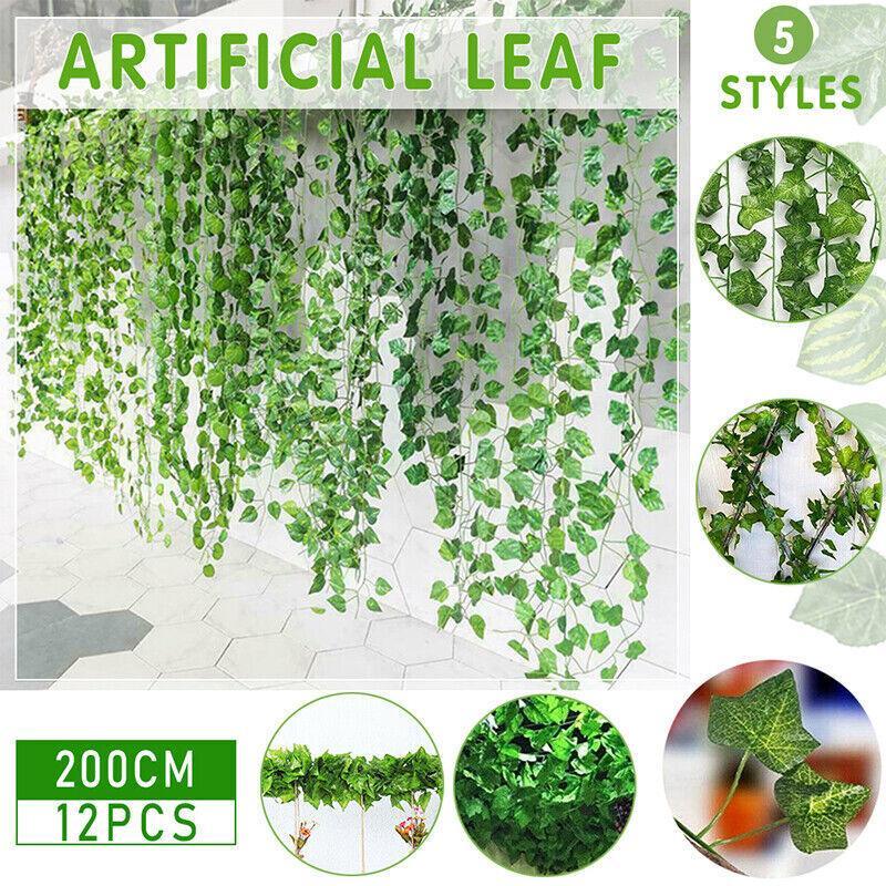 12 X 2M Artificial Ivy Vine Fake Foliage Flower Hanging Leaf Garland Plant Party - Scindapsus Leaves