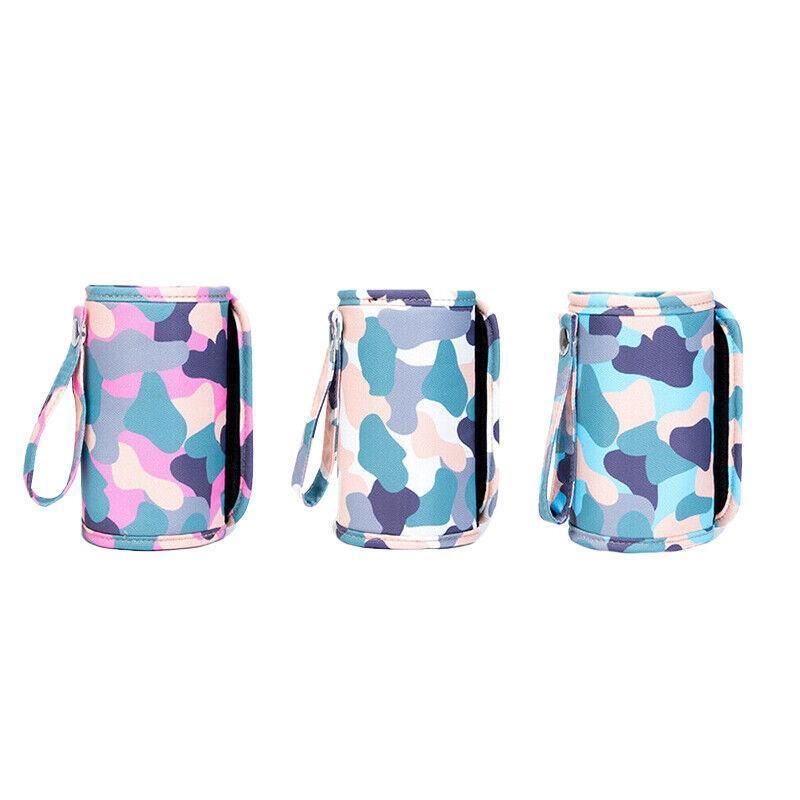 Portable USB Milk Warmer Bag Travel Bottle Heating Pouch for Feeding on the Go - Pink