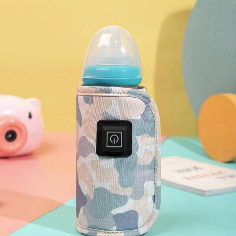 Portable USB Milk Warmer Bag Travel Bottle Heating Pouch for Feeding on the Go - Pink