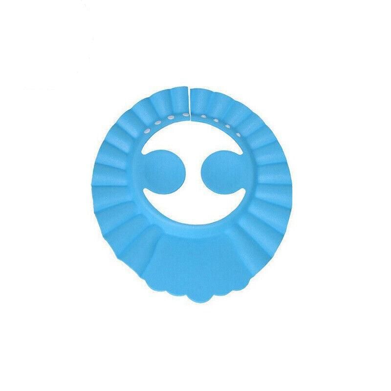 Adjustable Shampoo Shield Bath Hat w/Ear Cover for Hair Washing Protection Blue