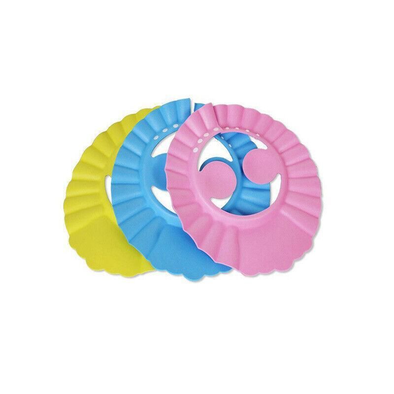 Adjustable Shampoo Shield Bath Hat w/Ear Cover for Hair Washing Protection Blue