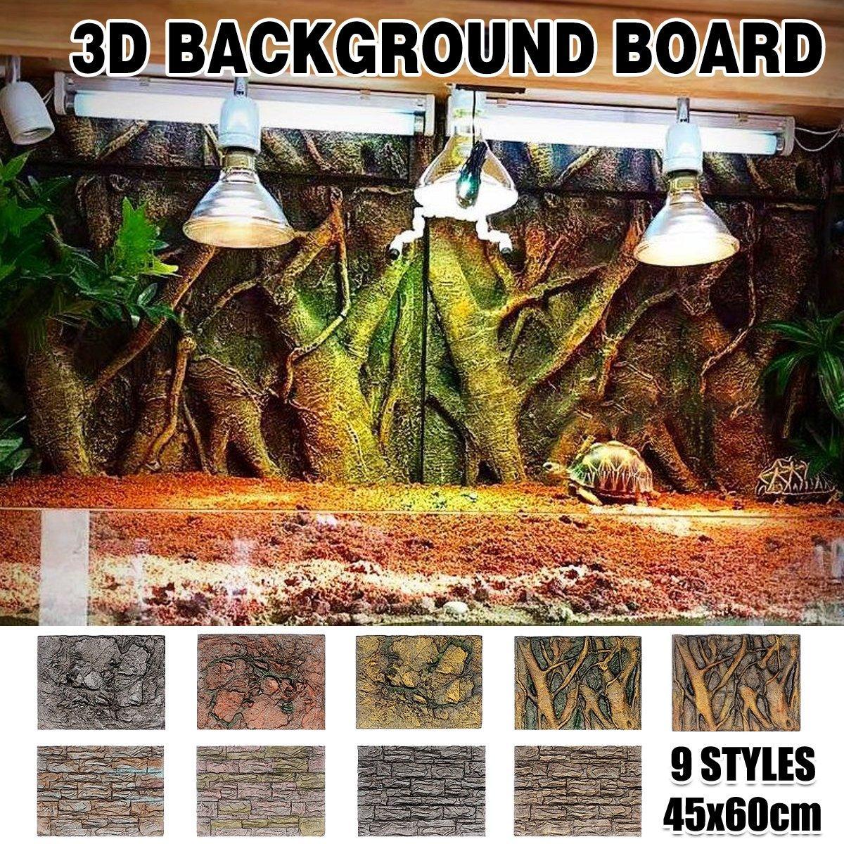 Pet Reptile Tank Board 3D Foam Backgrounds and Habitat Decoration 9 Styles - H