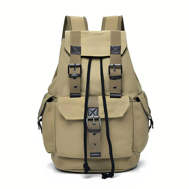 Unisex Retro Rucksack Large Capacity Travel Bag Leisure Backpack Schoolbag - Khaki