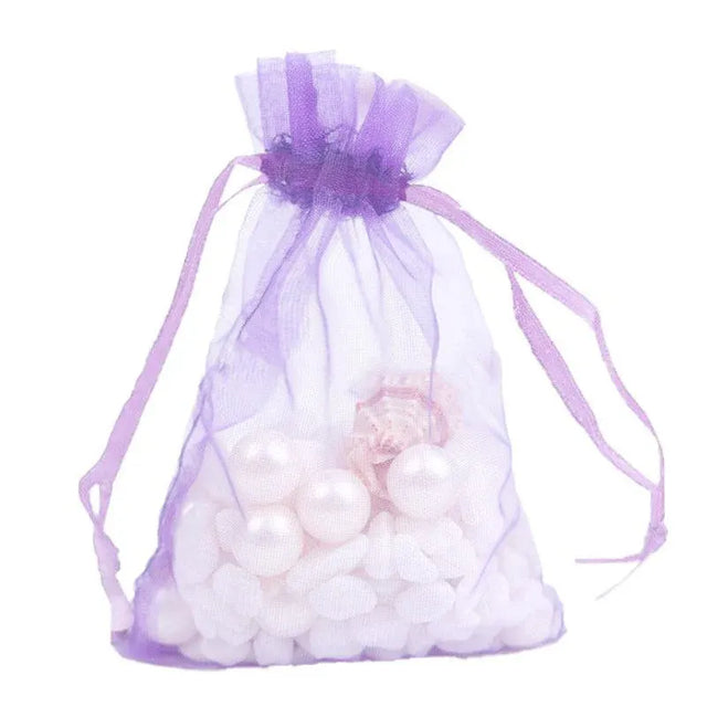 50PCS Organza Bag Sheer Bags Jewellery Wedding Candy Packaging Sheer Bags 10*15 cm - Purple/50PCS