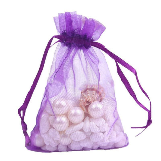 50PCS Organza Bag Sheer Bags Jewellery Wedding Candy Packaging Sheer Bags 10*15 cm - Dark Purple/50PCS