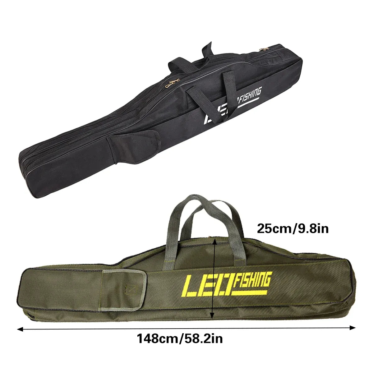 150cm Portable Foldable Fishing Rod Carrier Fish Pole Tools Storage Bag Case - Black