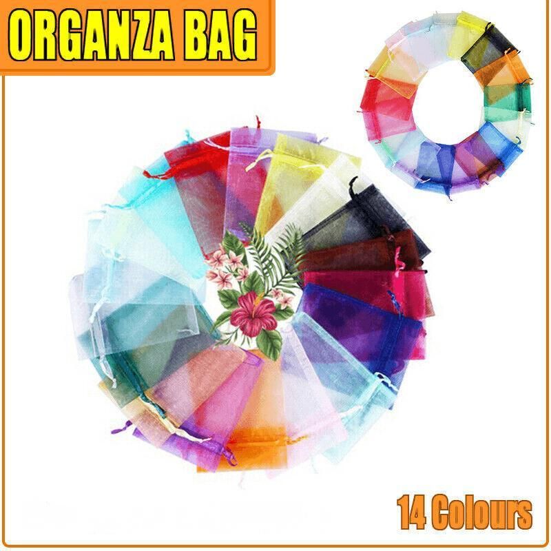 50 pcs Organza Bag Sheer Bags Jewellery Wedding Candy Packaging Sheer Bags 7*9 cm - Black/50PCS