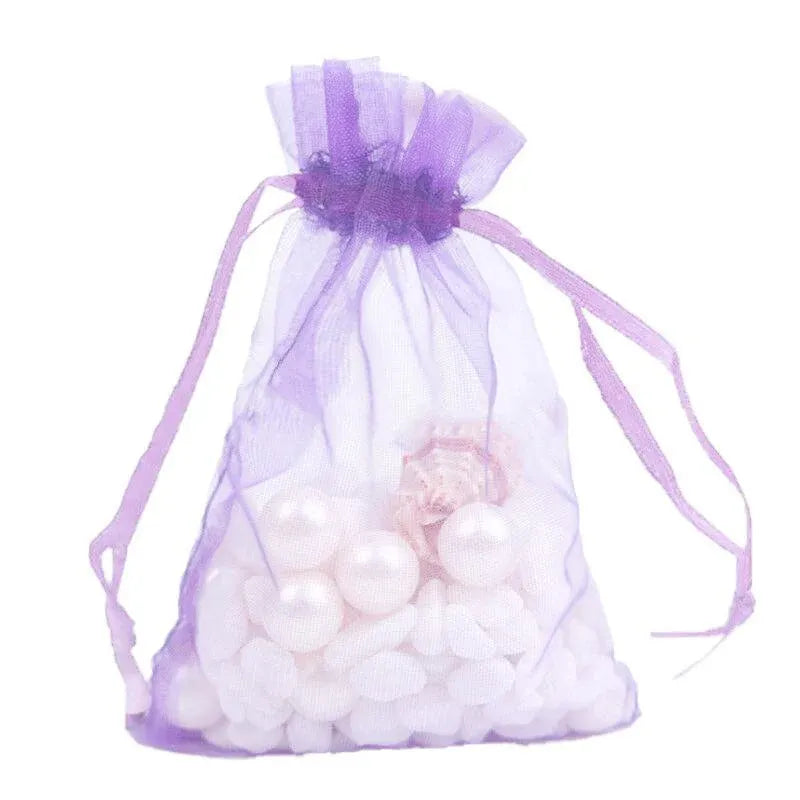 50 pcs Organza Bag Sheer Bags Jewellery Wedding Candy Packaging Sheer Bags 7*9 cm - Purple/50PCS