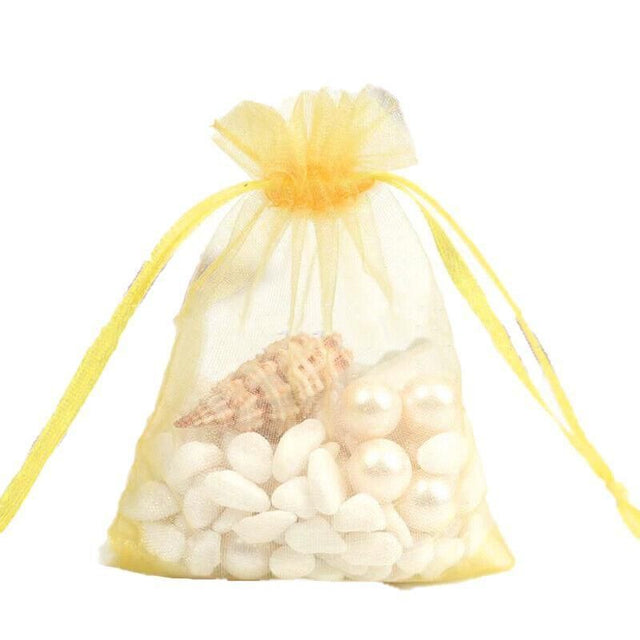 50 pcs Organza Bag Sheer Bags Jewellery Wedding Candy Packaging Sheer Bags 7*9 cm - Yellow/50PCS