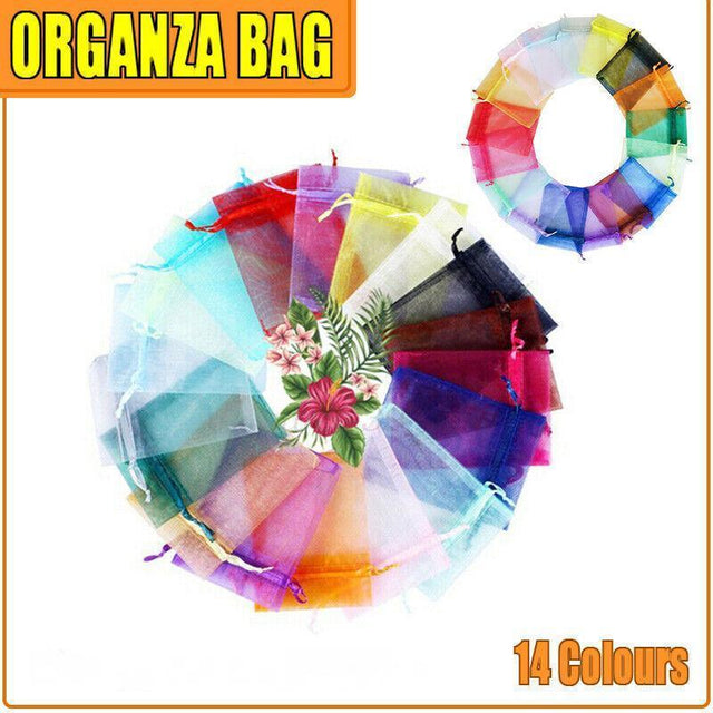50PCS Organza Bag Sheer Bags Jewellery Wedding Candy Packaging Sheer Bags 9*12 cm - Light Blue/50PCS