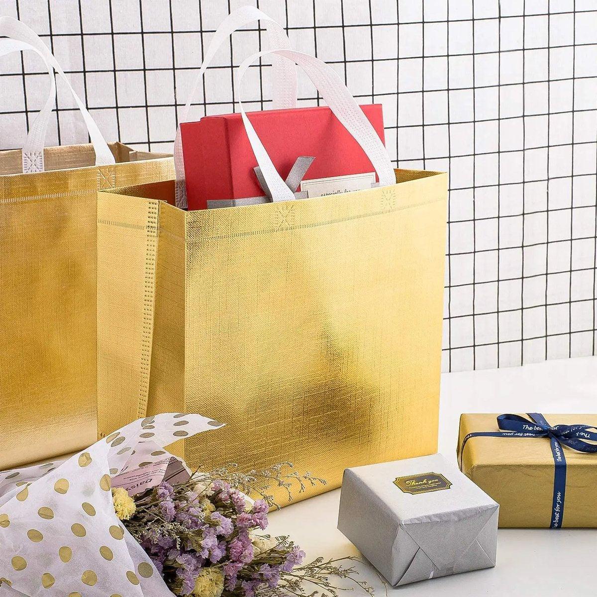 25PCS Embossed Non-Woven Tote Bag Fashion Shopping Gift Packaging Bag - Black-40*30*12cm