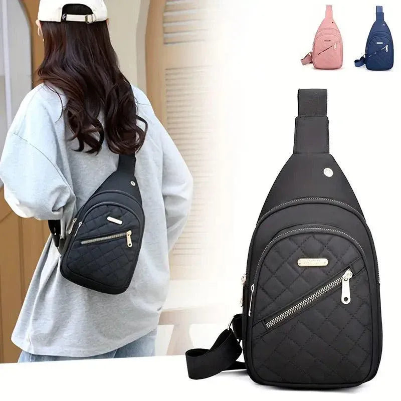 Chest Bag Crossbody Sports Bag Simple Casual Crossbody Bag for Travel Outdoor - Black