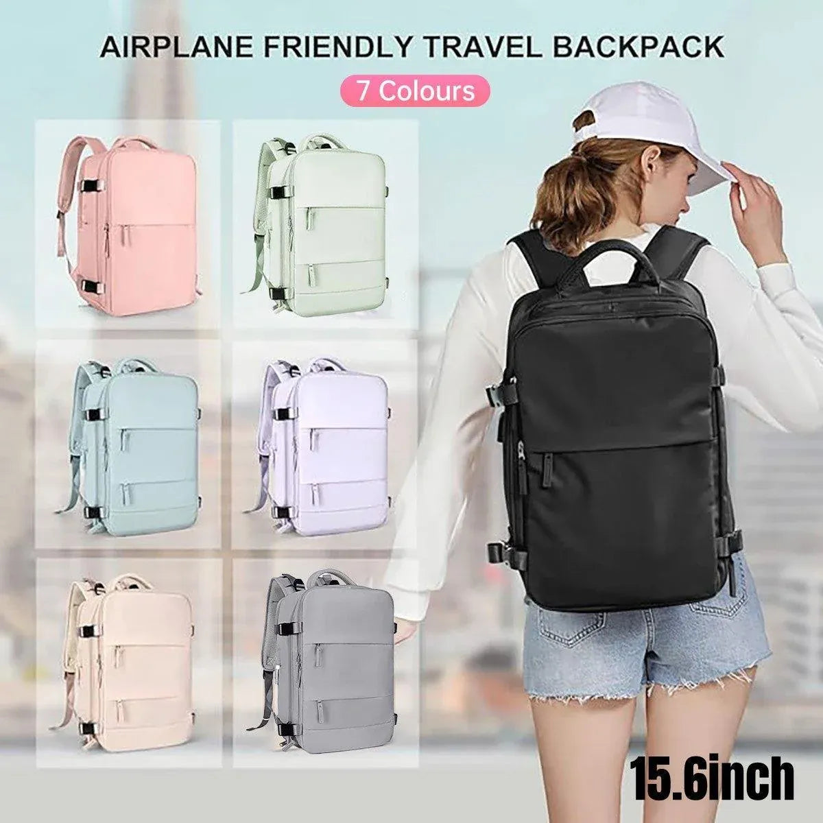 Waterproof Travel Backpack Outdoor Sports Shoulder Bag Hiking Camping Daypack - Black
