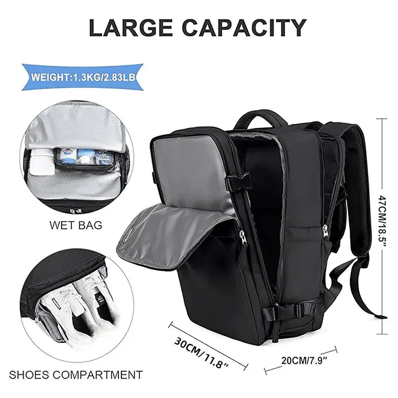 Waterproof Travel Backpack Outdoor Sports Shoulder Bag Hiking Camping Daypack - Black