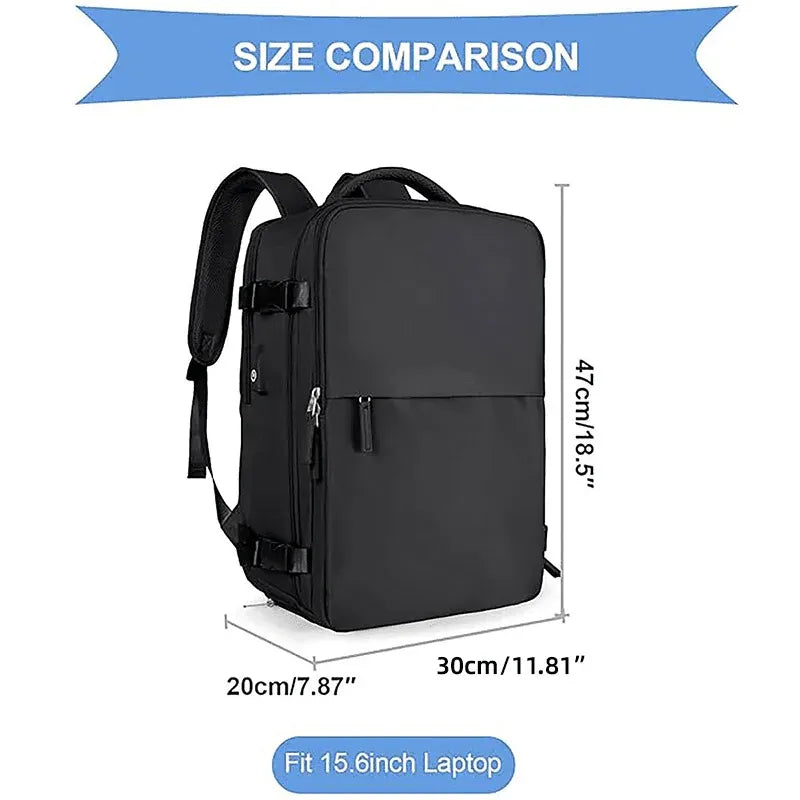 Waterproof Travel Backpack Outdoor Sports Shoulder Bag Hiking Camping Daypack - Black