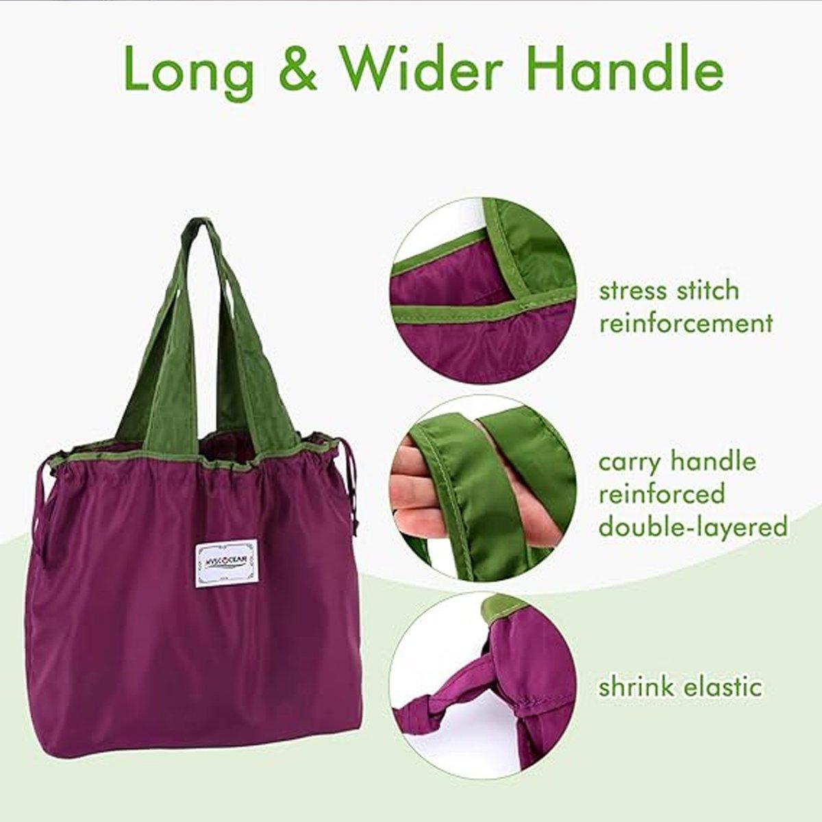 Ultra-Light Foldable Large Capacity Portable Shopping Bag with Drawstring Mouth - Black - L