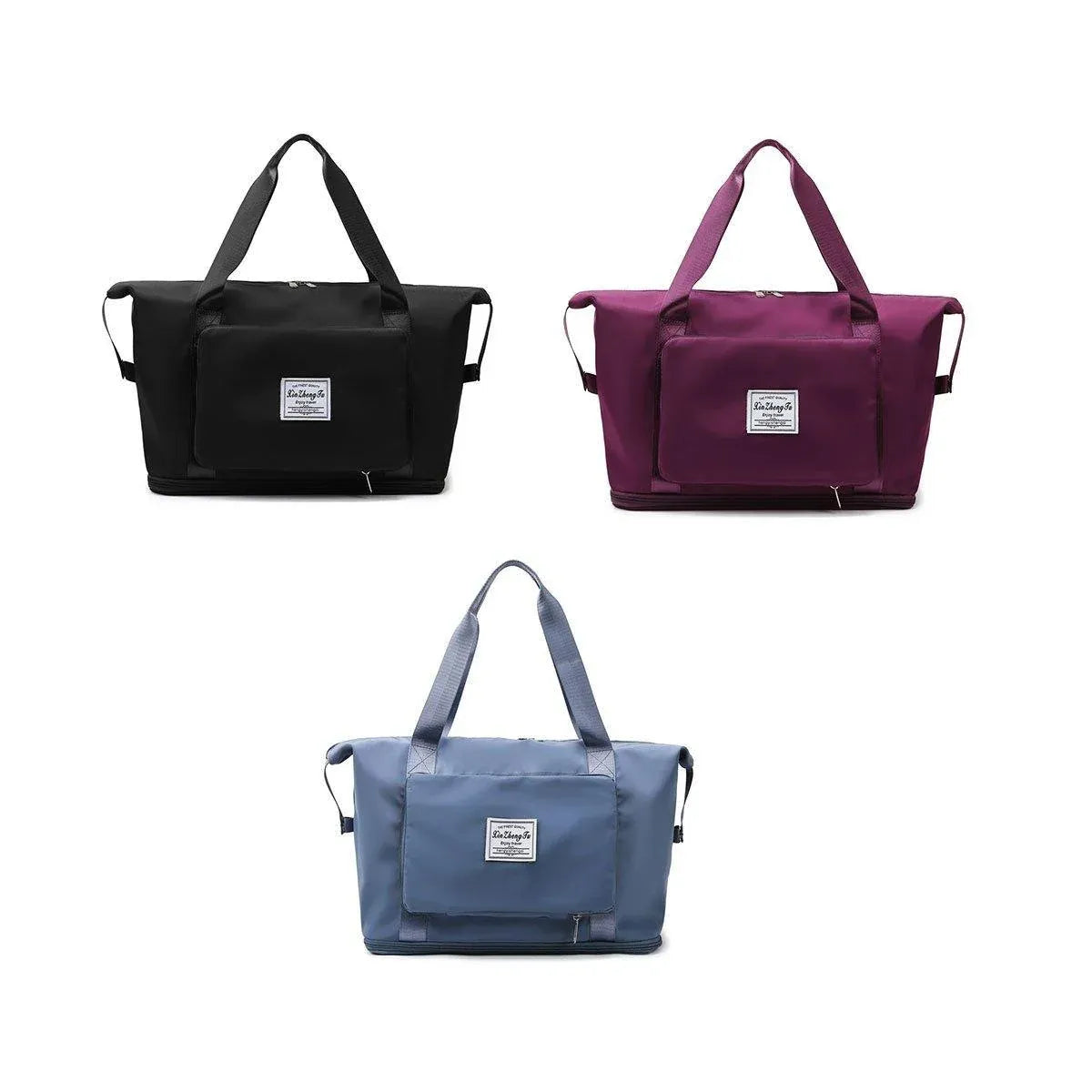 Large Capacity Travel Bag Foldable Luggage Tote Lightweight Storage Duffel Bag - Purple