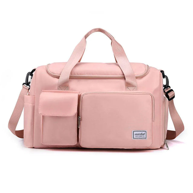 Unisex Waterproof Portable Travel Luggage Carry Shoulder Hand Duffle Bag - Pink