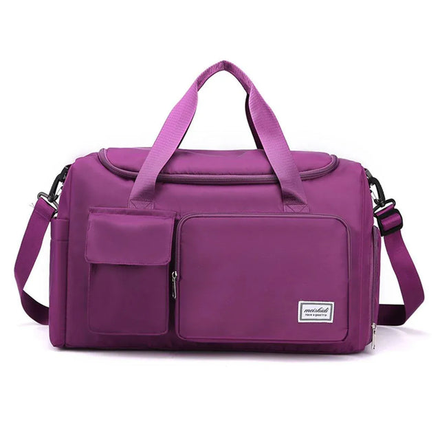 Unisex Waterproof Portable Travel Luggage Carry Shoulder Hand Bag - Purple