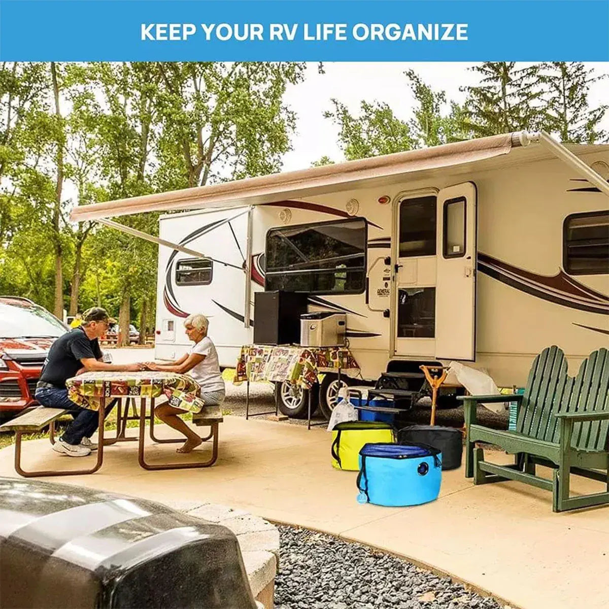 Hose Storage Bag Caravan Camping RV Cable Water Hose Electrical Cords Organizer - Yellow