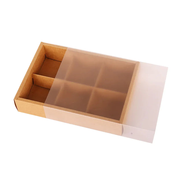 Kraft Paper Mooncake Gift Box 6 Compartment 50pcs Bakery Packaging Box - Kraft