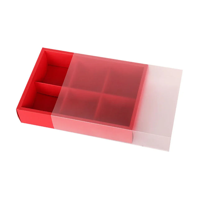 Kraft Paper Mooncake Gift Box 6 Compartment 50pcs Bakery Packaging Box - Red