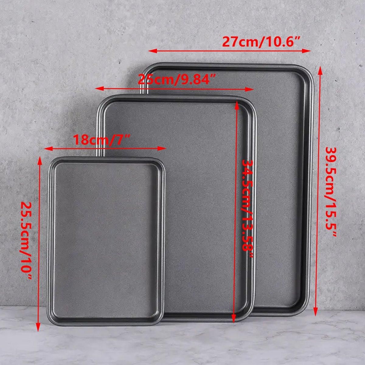 3pcs Rectangular Baking Pan Set Nonstick Oven Bakeware Mould for Home Cooking